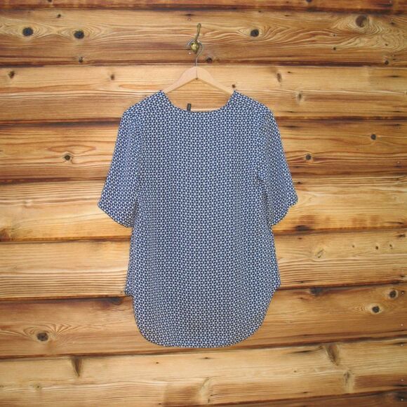 Theory Antazie Tile Geo Print Silk Top - Picture 7 of 10